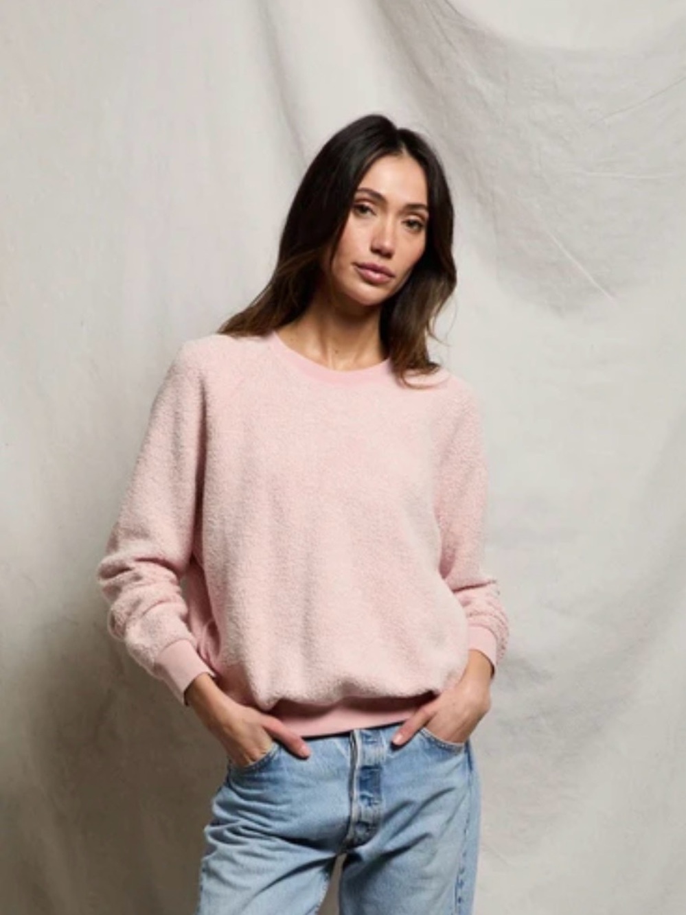 Cozy Crewneck Sweater in Light Pink